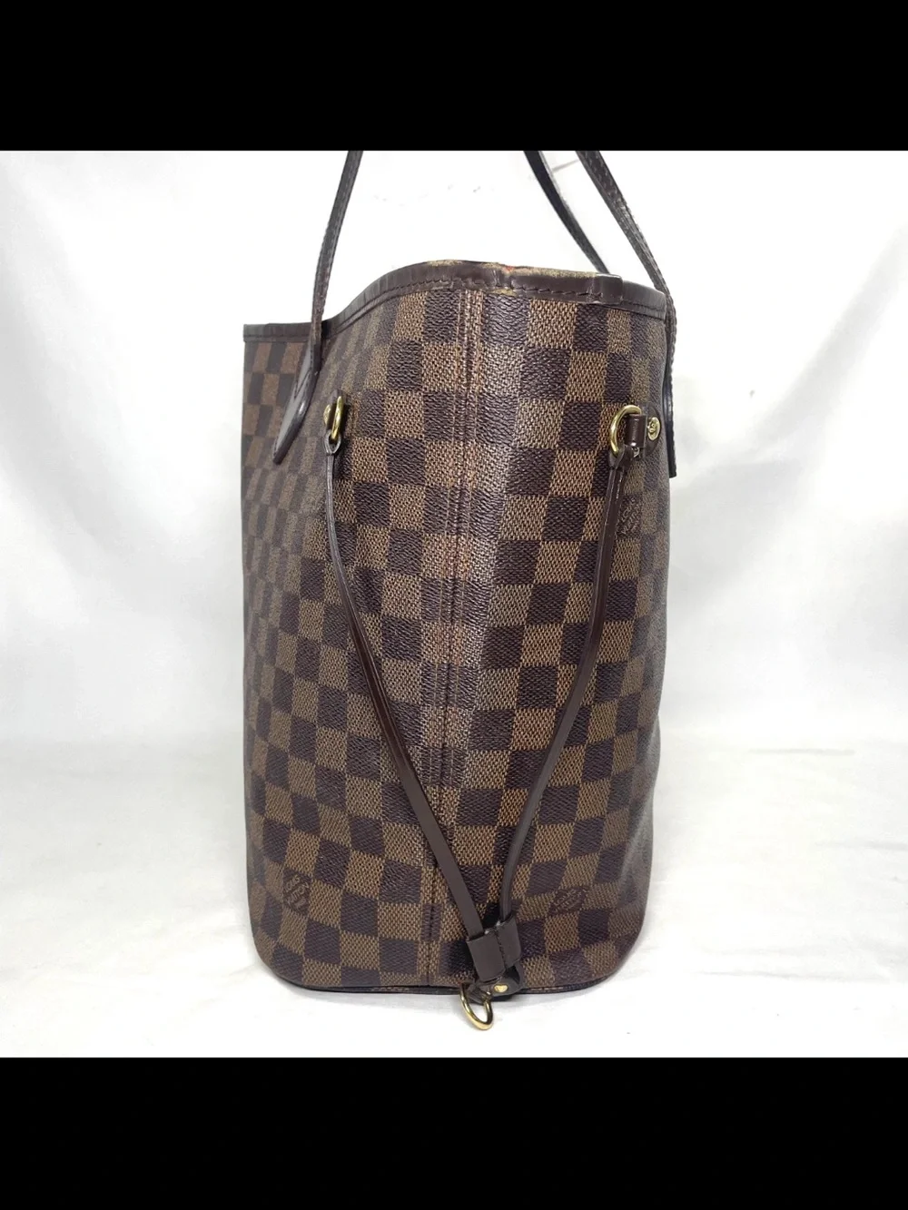 Louis Vuitton Brown Checkered Tote with Red Interior Trim